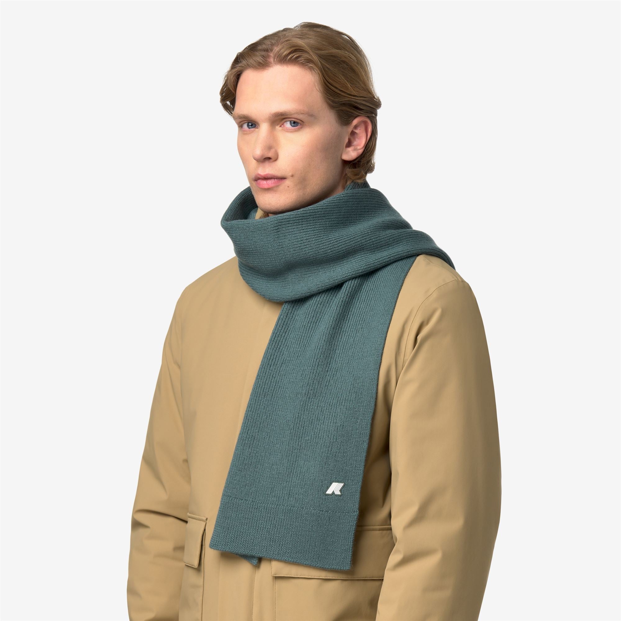 Scarves_Unisex_ETIENNE CARDIGAN STITCH WOOL_Scarf_Green Balsam - Commercial 4