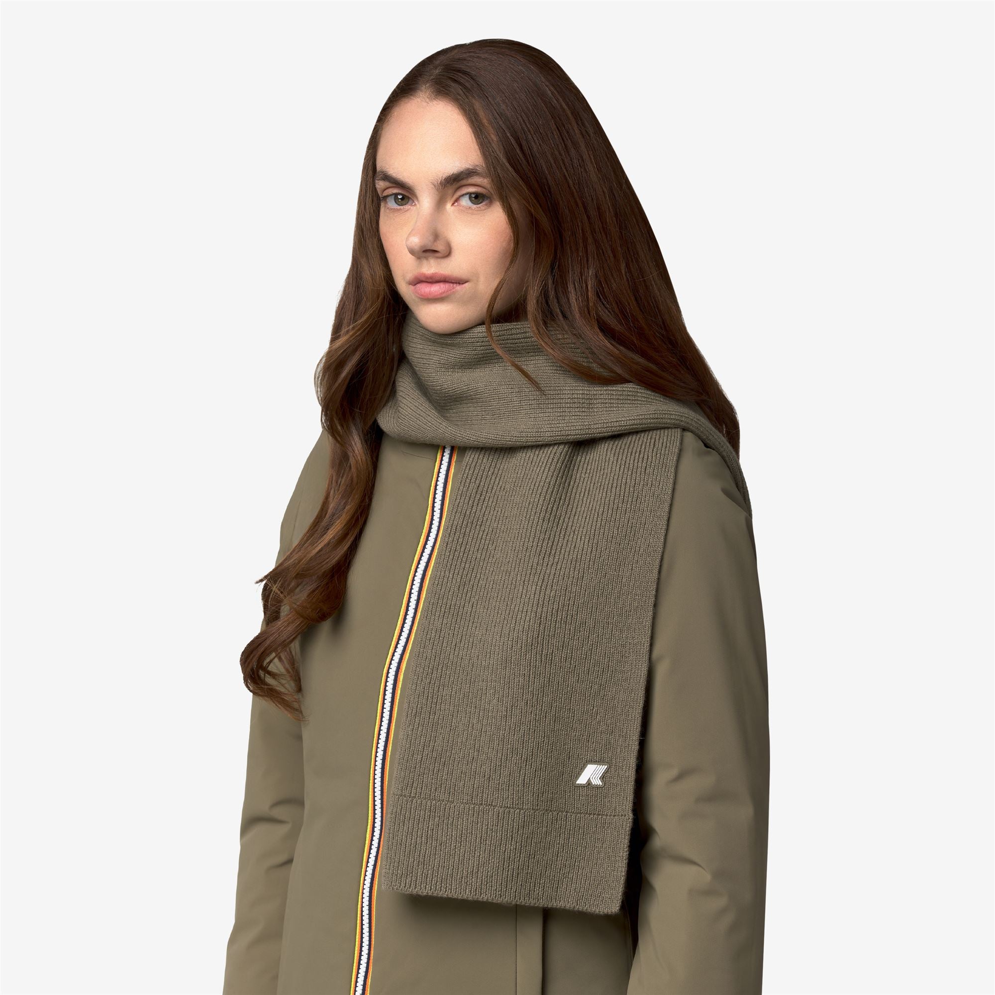 Scarves_Unisex_ETIENNE CARDIGAN STITCH WOOL_Scarf_Green Army - Commercial 4