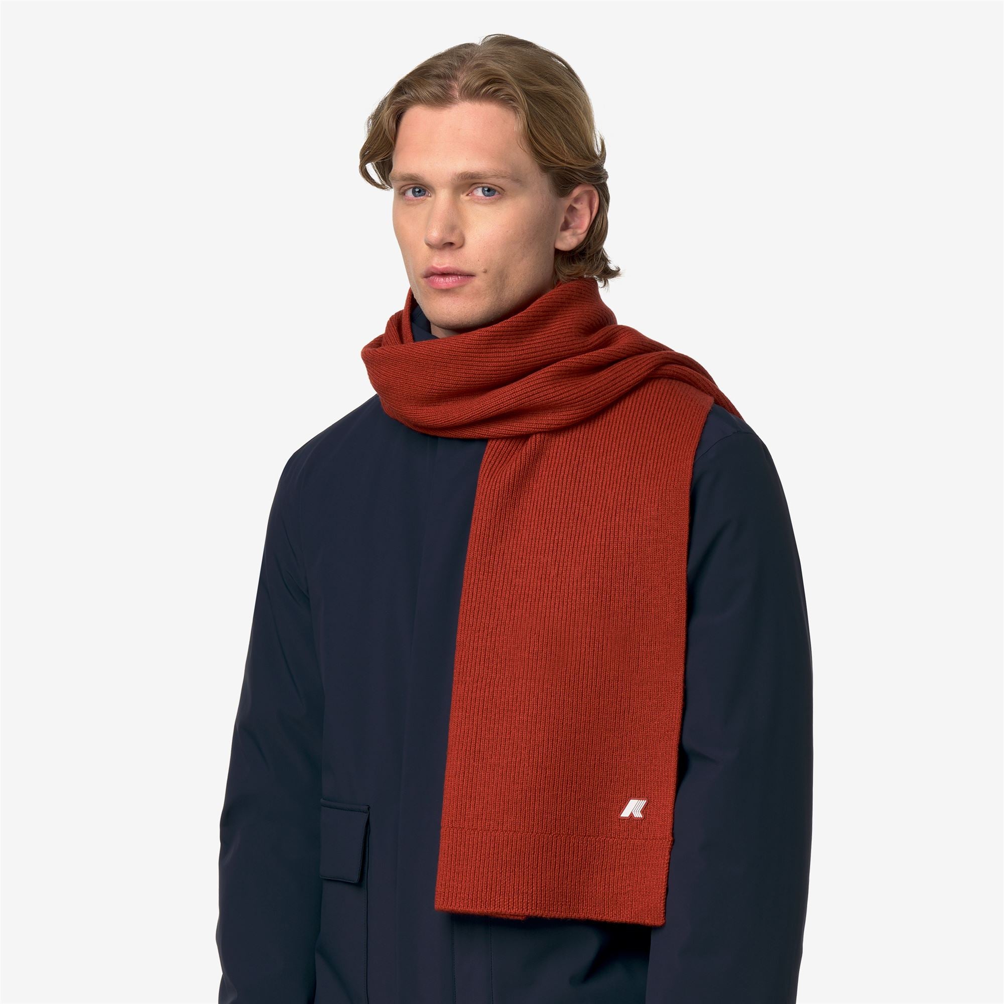 Scarves_Unisex_ETIENNE CARDIGAN STITCH WOOL_Scarf_Red Dk Chili - Commercial 4