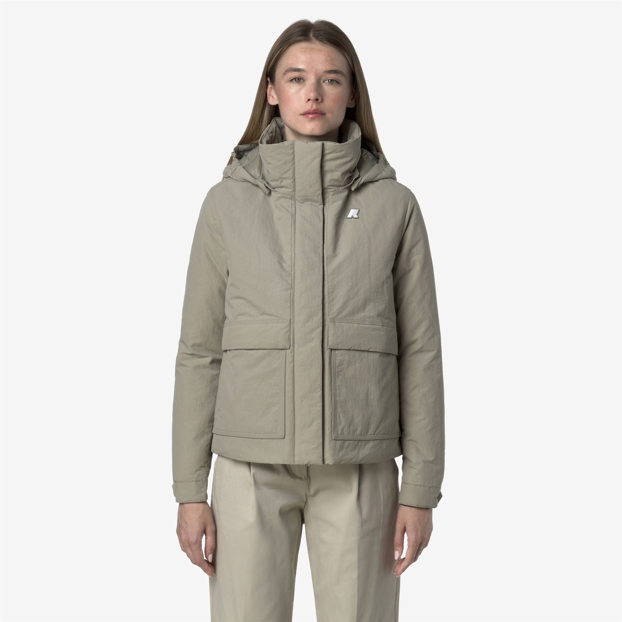 Jackets_WOMAN_KALI WARM COTTON NYLON_Short_Green Oak - Commercial 4