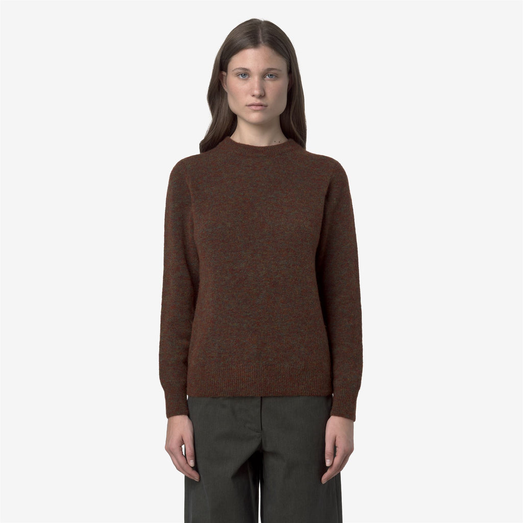 Knitwear_WOMAN_CLARISSE WOOL STRETCH_Pull Over_Brown Coffee Mix - Commercial 4