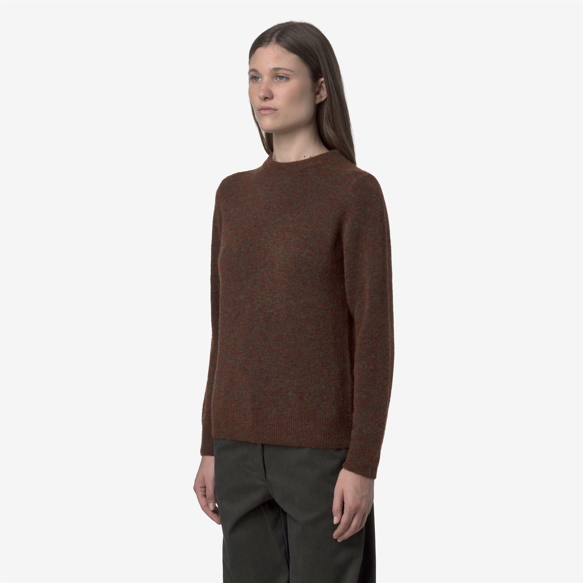 Knitwear_WOMAN_CLARISSE WOOL STRETCH_Pull Over_Brown Coffee Mix - Commercial 5