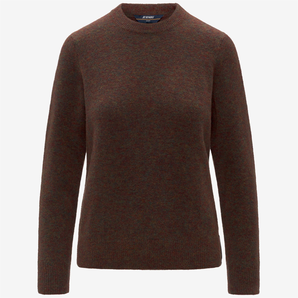 Knitwear_WOMAN_CLARISSE WOOL STRETCH_Pull Over_Brown Coffee Mix - Commercial 1