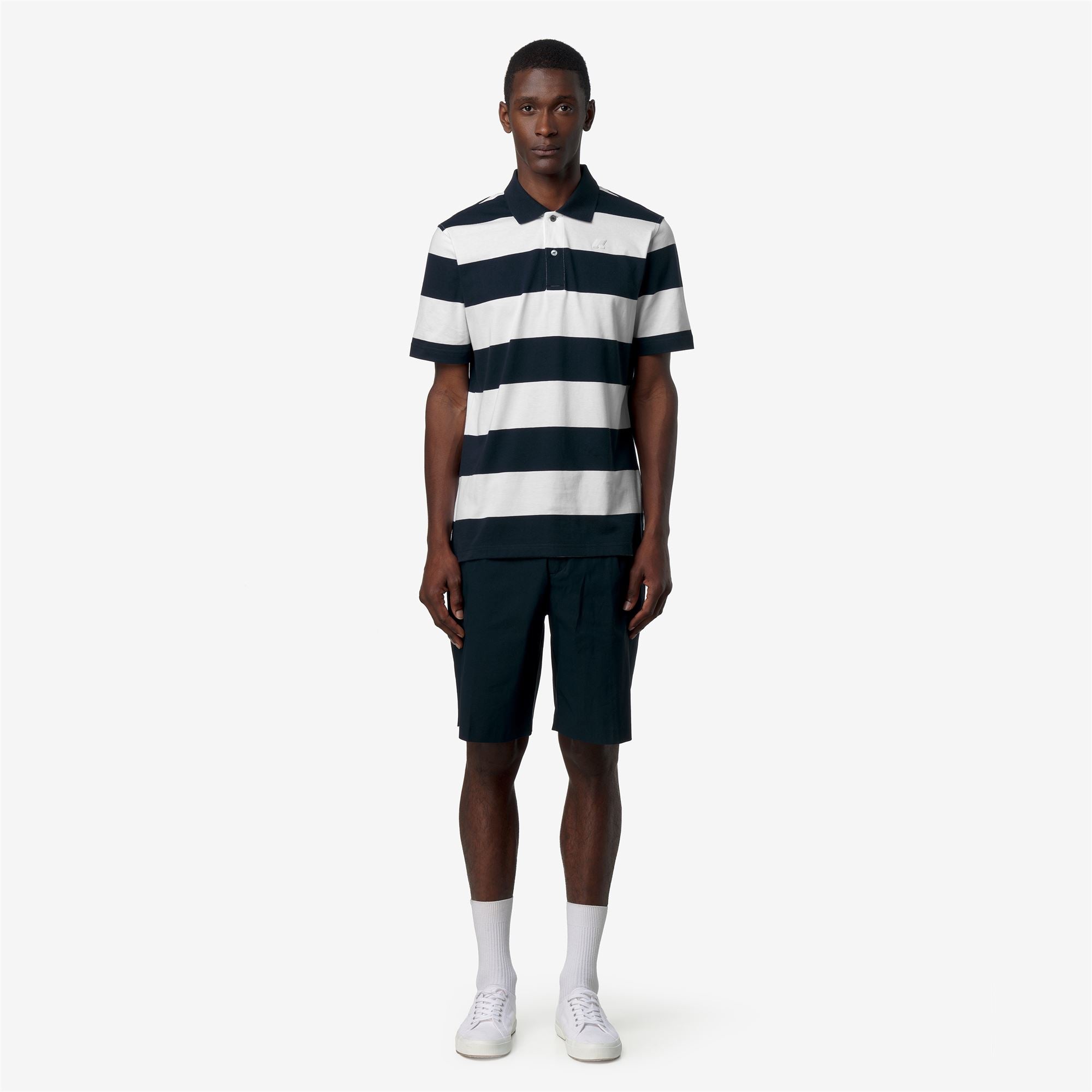 Polo Shirts_Man_LAYO-MID JERSEY YARN DYED_Polo_White - Blue Depth - Commercial 4