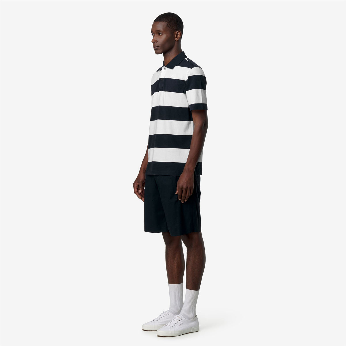 Polo Shirts_Man_LAYO-MID JERSEY YARN DYED_Polo_White - Blue Depth - Commercial 5