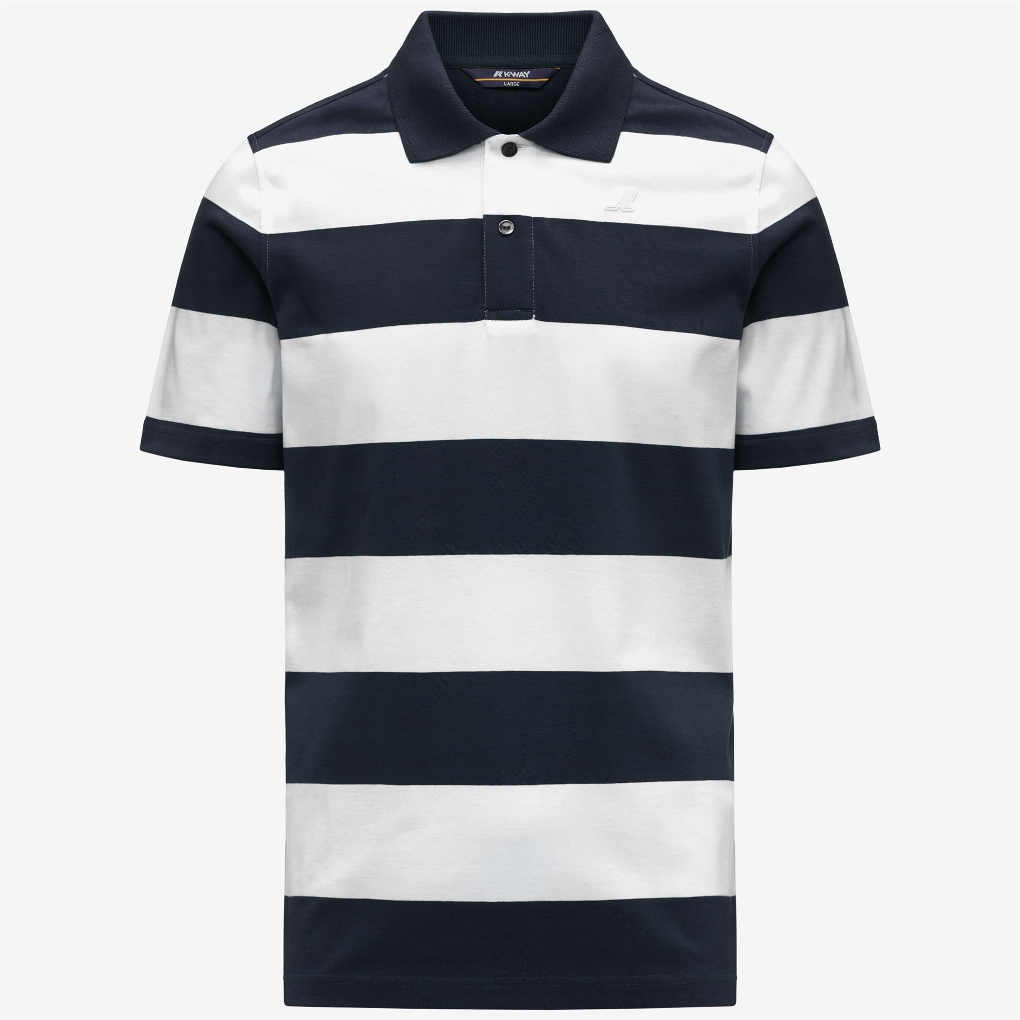 Polo Shirts_Man_LAYO-MID JERSEY YARN DYED_Polo_White - Blue Depth - Commercial 1