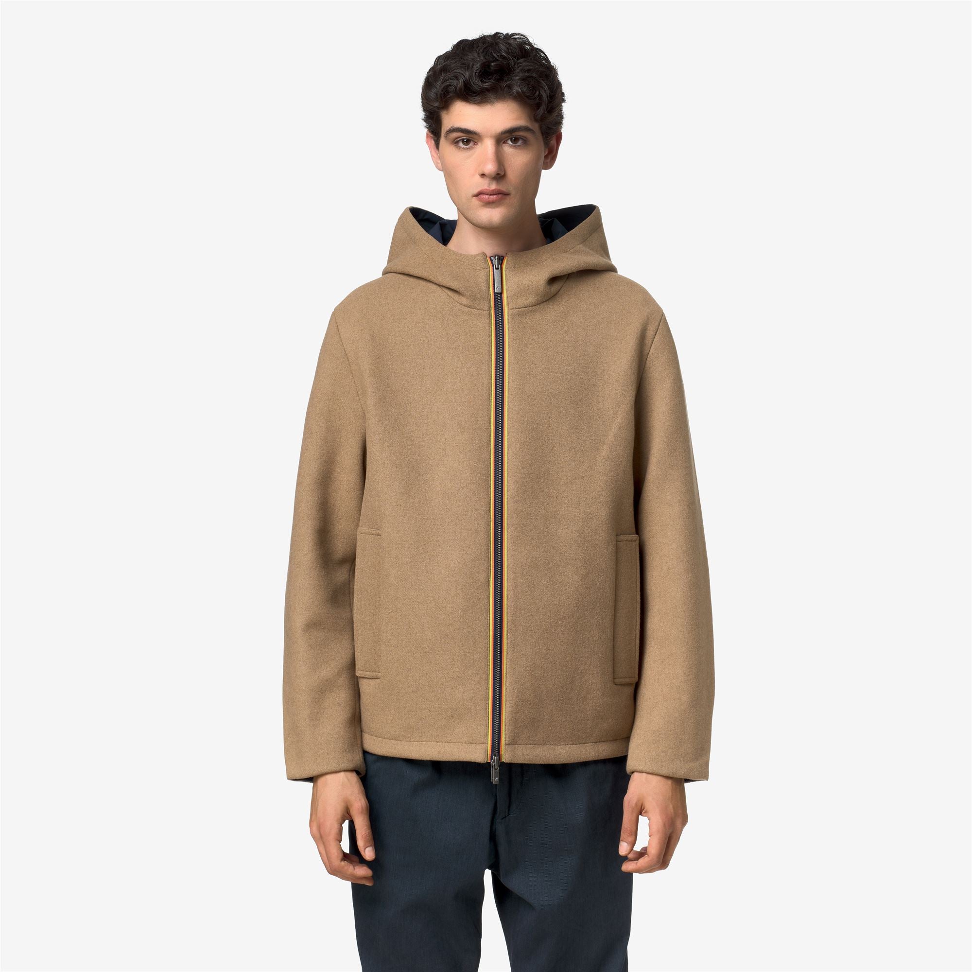 Jackets_Man_CLAUDEL WOOL BONDED DOUBLE_Mid_Beige Khaki - Blue Depth - Commercial 4
