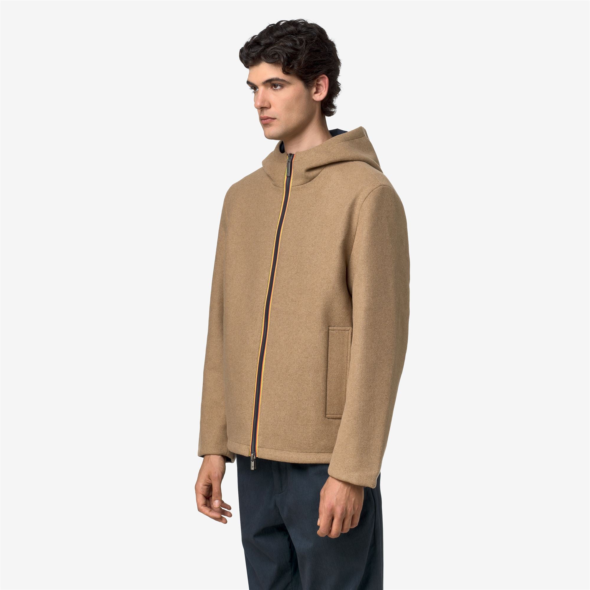 Jackets_Man_CLAUDEL WOOL BONDED DOUBLE_Mid_Beige Khaki - Blue Depth - Commercial 5