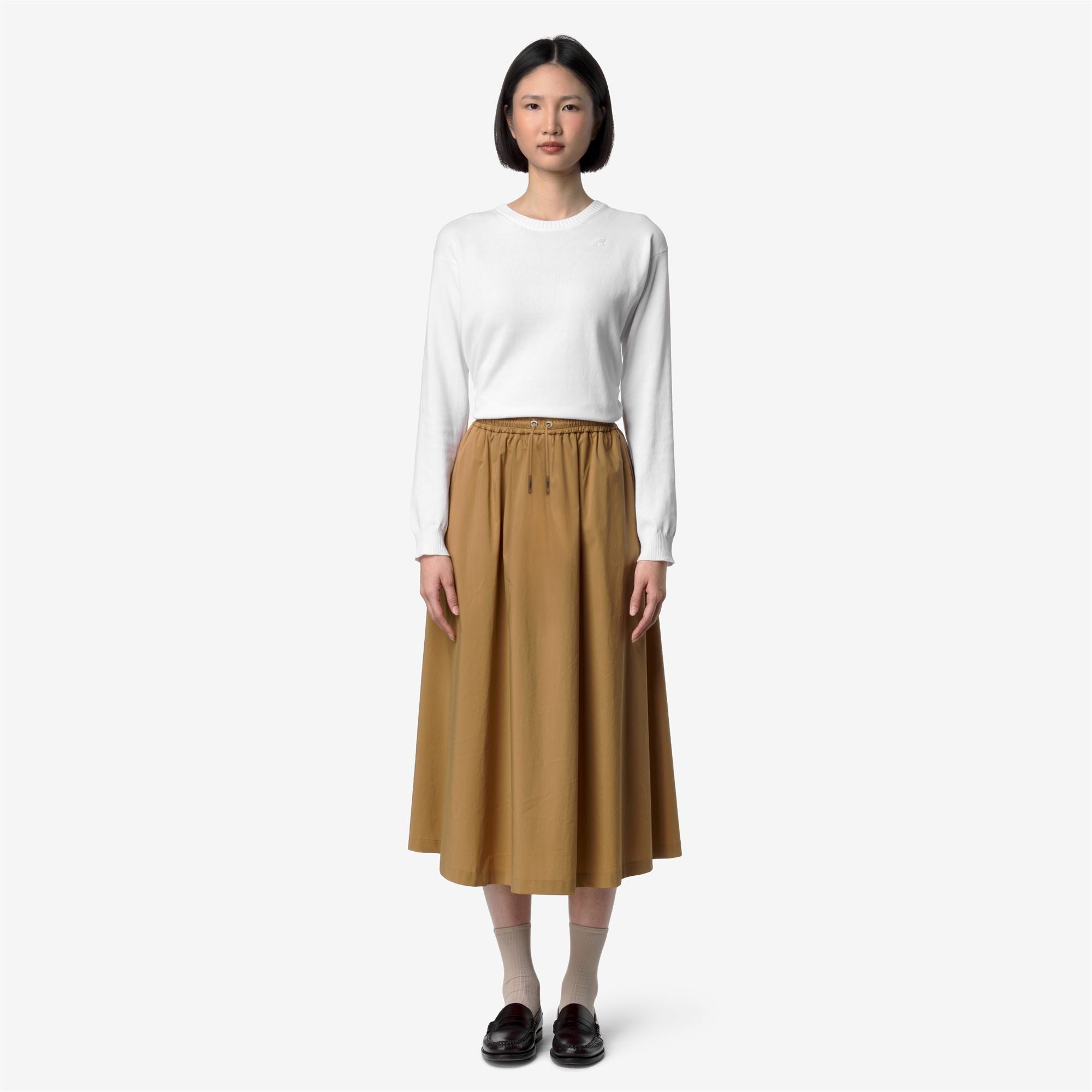 Skirts_Woman_MOSELLA LIGHT POPLIN TECH_Long_Brown Bistre - Commercial 4