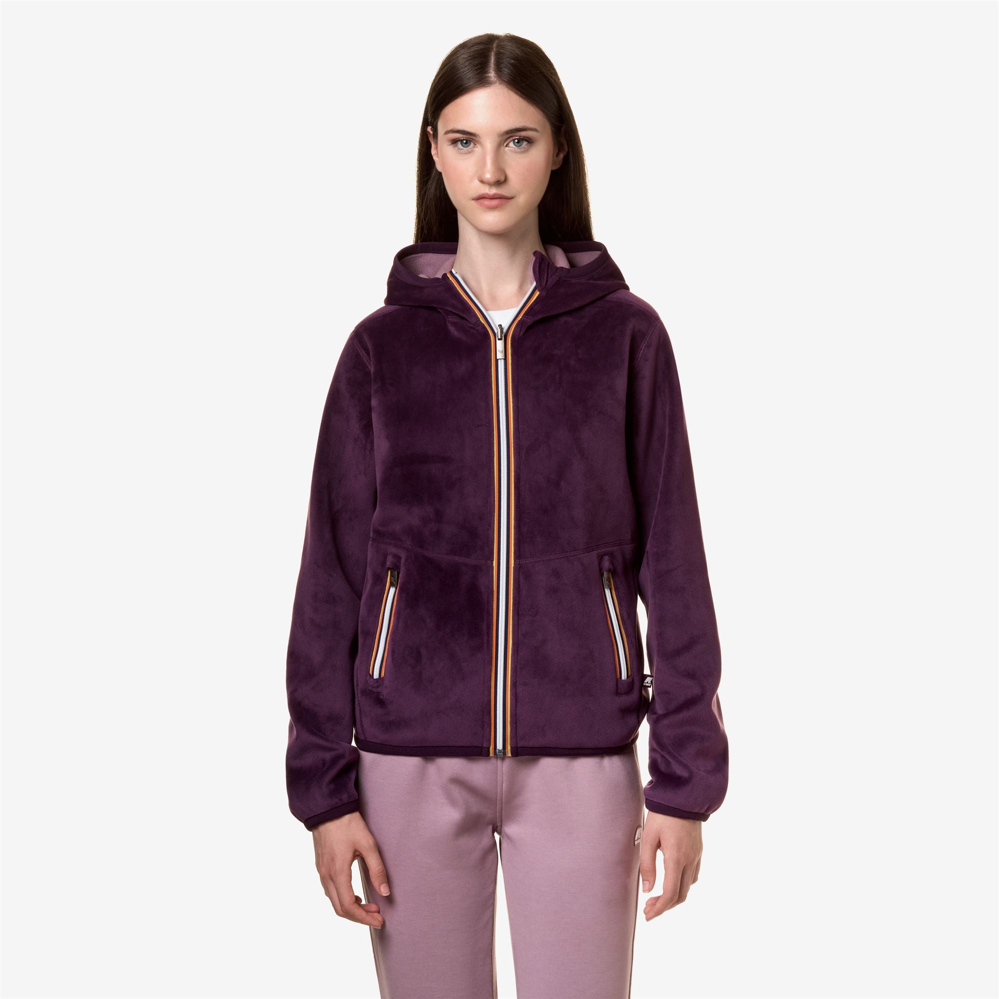 Fleece_Woman_LILY VELOUR POLAR DOUBLE_Jacket_Violet P-Violet D - Commercial 4