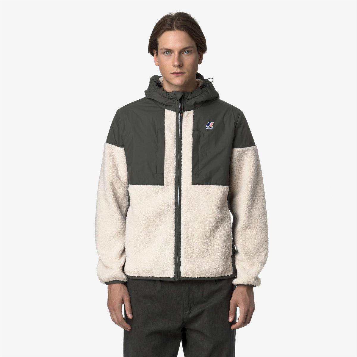 Fleece_UNISEX_SAMSON 4.0 ORSETTO_Hoodie Full Zip_GREEN BLACKISH--Ecru - Commercial 4