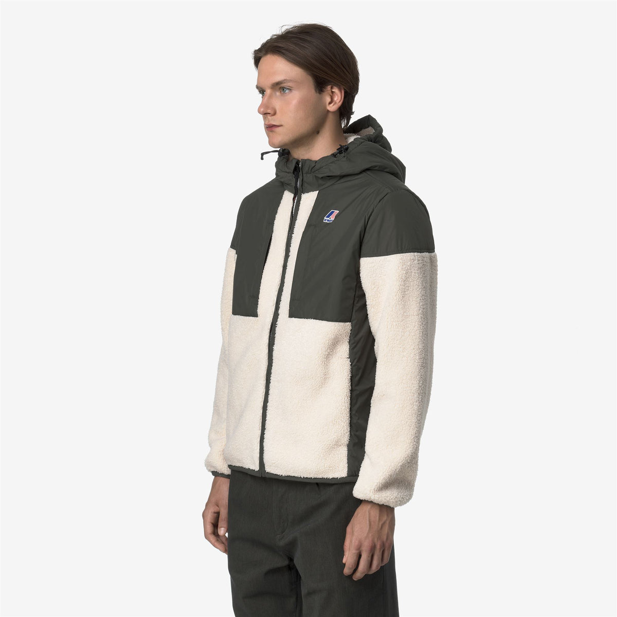 Fleece_UNISEX_SAMSON 4.0 ORSETTO_Hoodie Full Zip_GREEN BLACKISH--Ecru - Commercial 4
