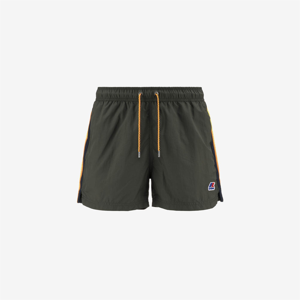 Bathing Suits_MAN_HAZEL TAPE_Swimming Trunks_GREEN BLACKISH - Commercial 1