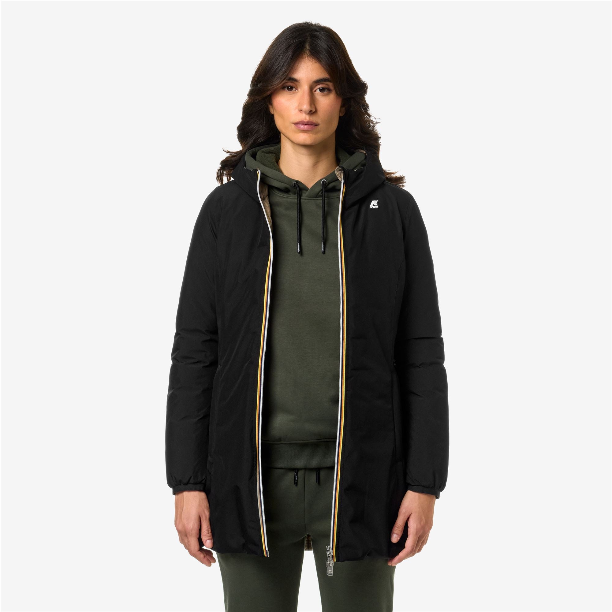 Jackets_Woman_DENISE ST THERMO DOUBLE_3/4 Length_Black P-Beige T - Commercial 4