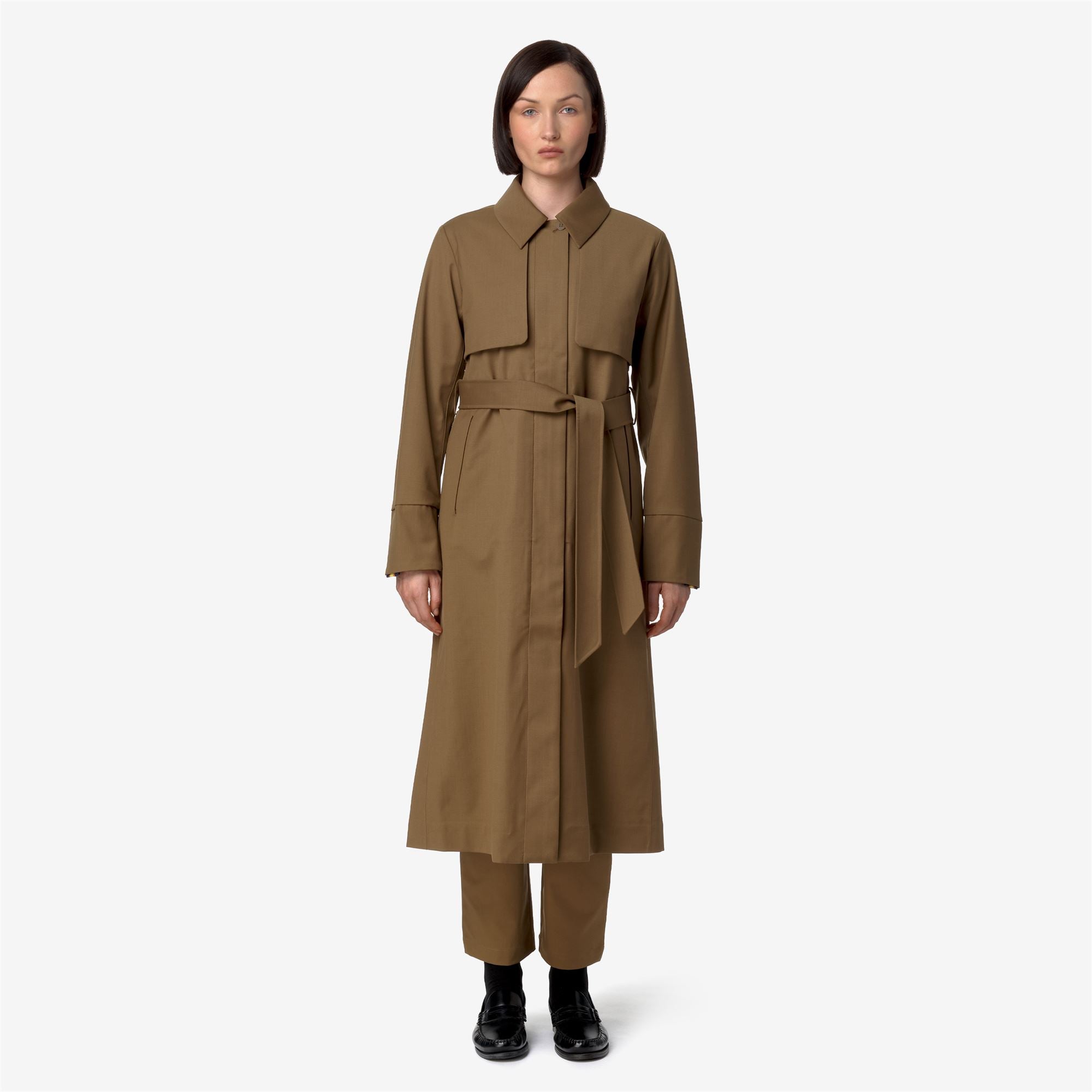 Jackets_WOMAN_JESEL TECH WOOL BLEND_Long_Brown Corda - Blue Depth - Commercial 4