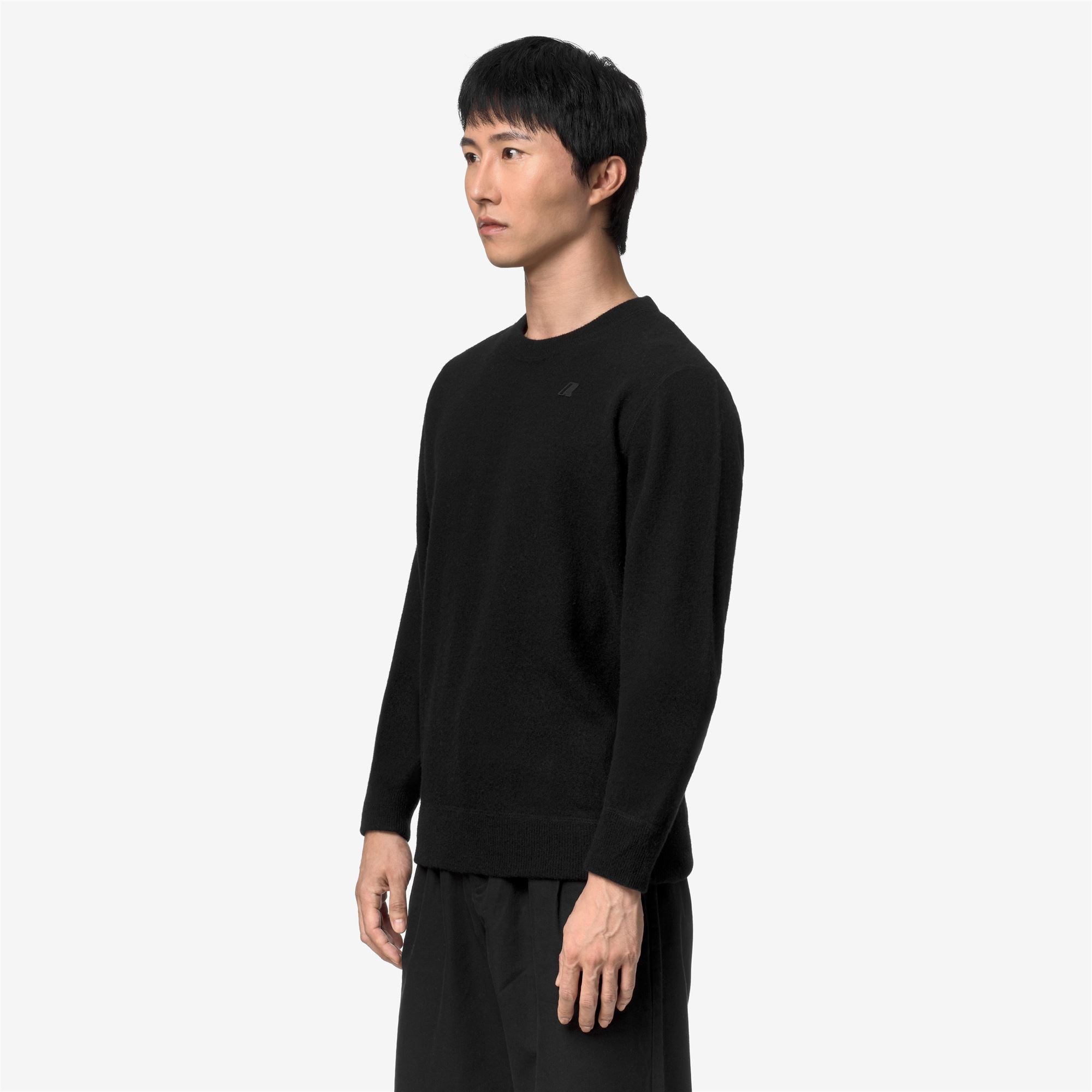 Knitwear_Man_SEBASTIEN FLEECE STITCH_Pull Over_Black Pure - Commercial 5