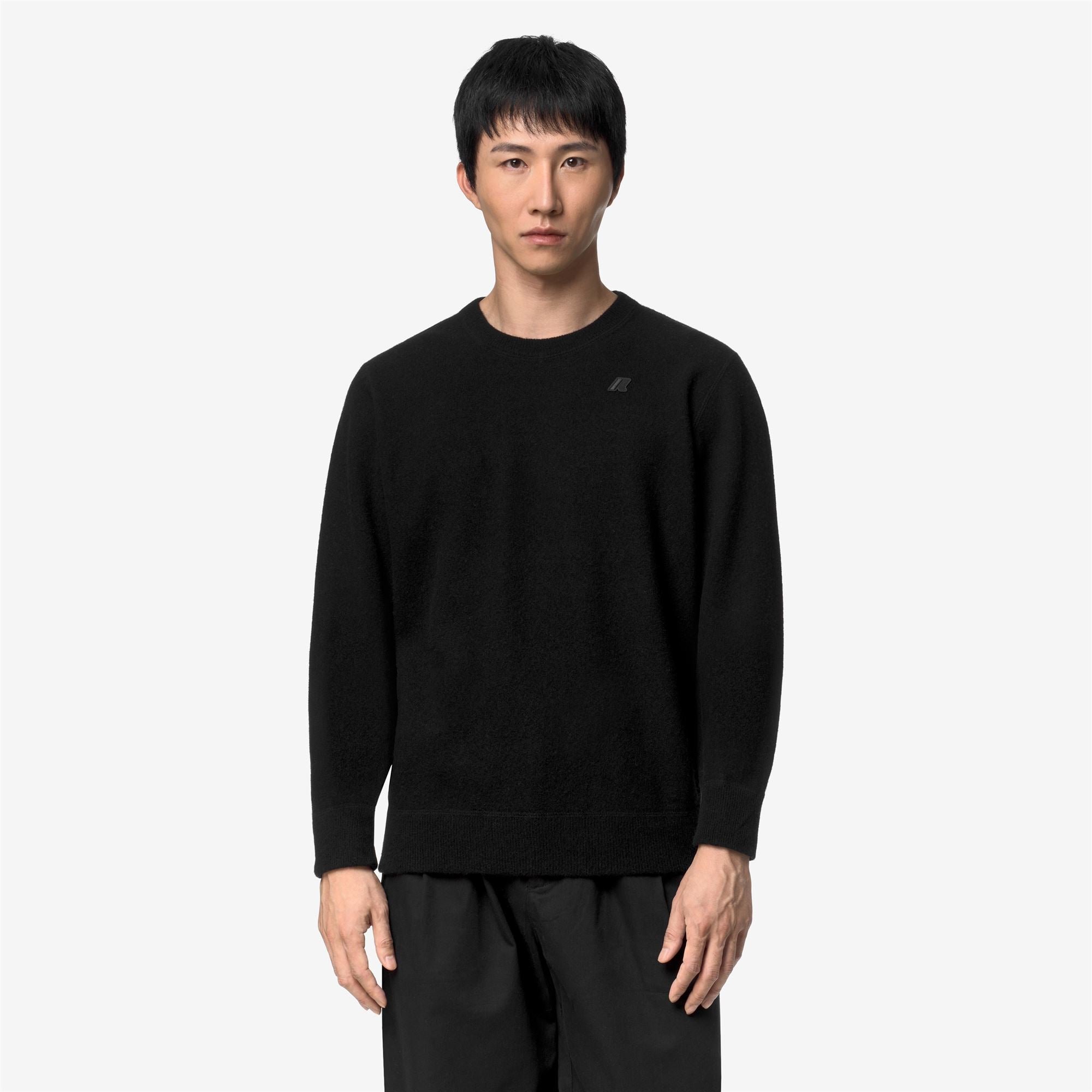 Knitwear_Man_SEBASTIEN FLEECE STITCH_Pull Over_Black Pure - Commercial 4