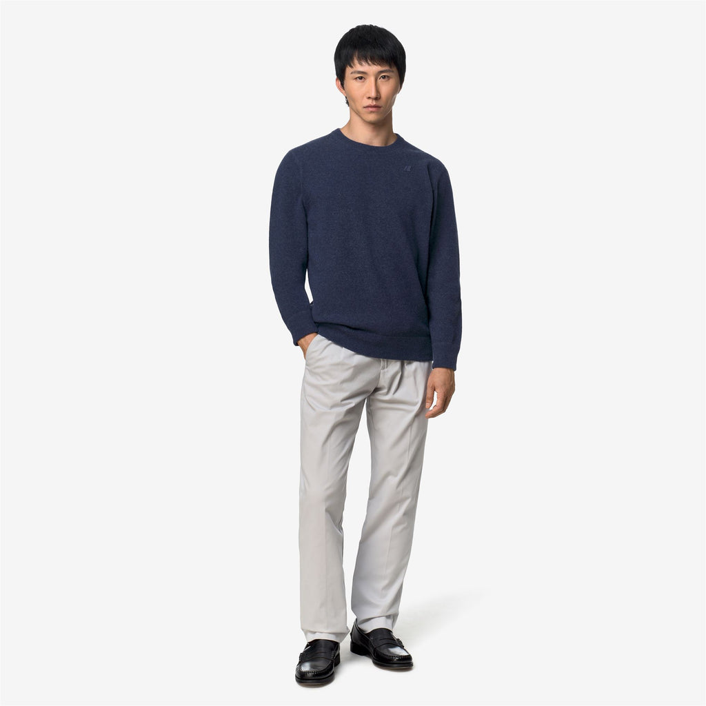 Knitwear_Man_SEBASTIEN FLEECE STITCH_Pull Over_Blue Dusty - Commercial 7