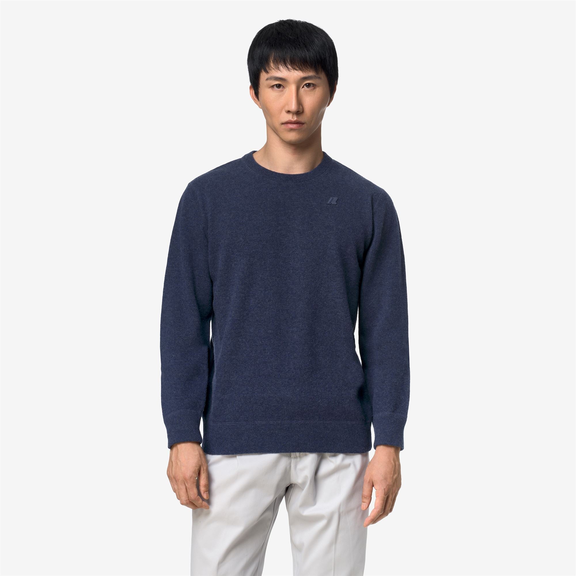 Knitwear_Man_SEBASTIEN FLEECE STITCH_Pull Over_Blue Dusty - Commercial 4
