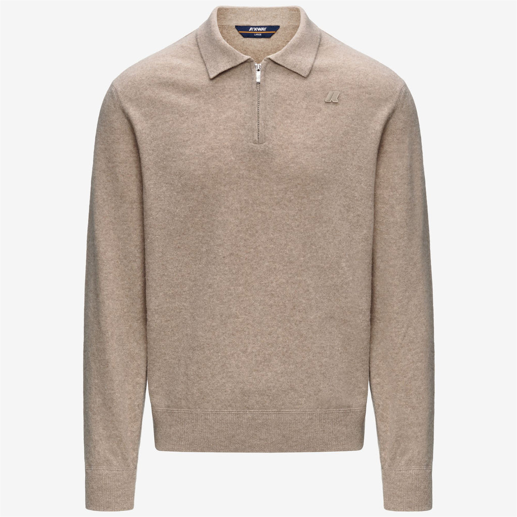 Knitwear_Man_GLEREN FLEECE STITCH_Polo_Beige Plaza - Commercial 1