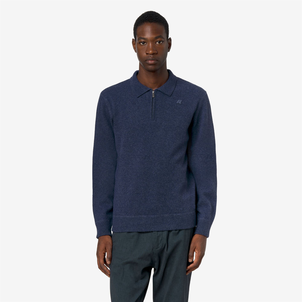 Knitwear_Man_GLEREN FLEECE STITCH_Polo_Blue Dusty - Commercial 4