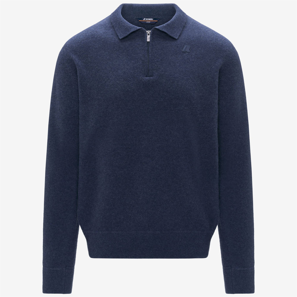 Knitwear_Man_GLEREN FLEECE STITCH_Polo_Blue Dusty - Commercial 1