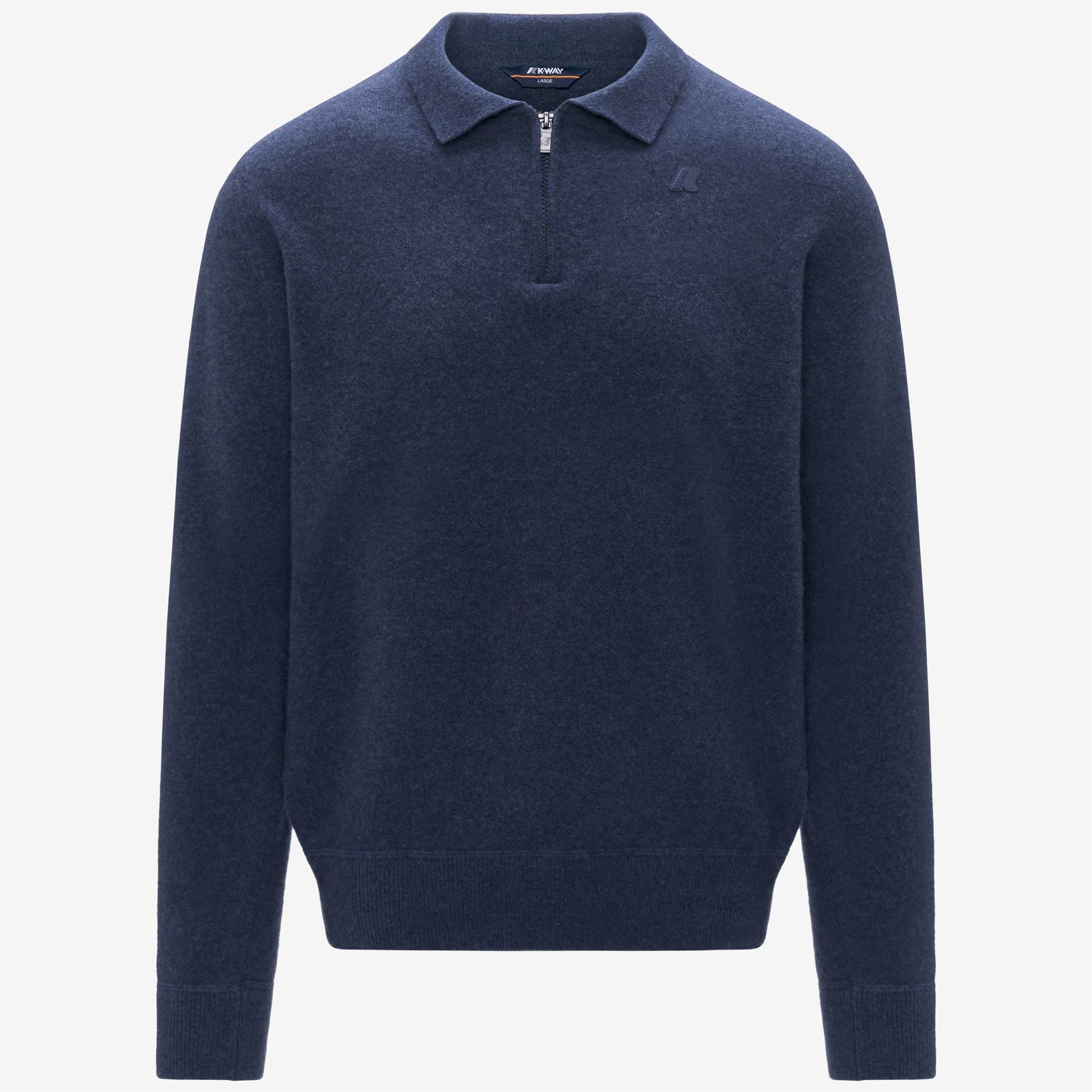 Knitwear_Man_GLEREN FLEECE STITCH_Polo_Blue Dusty - Commercial 1