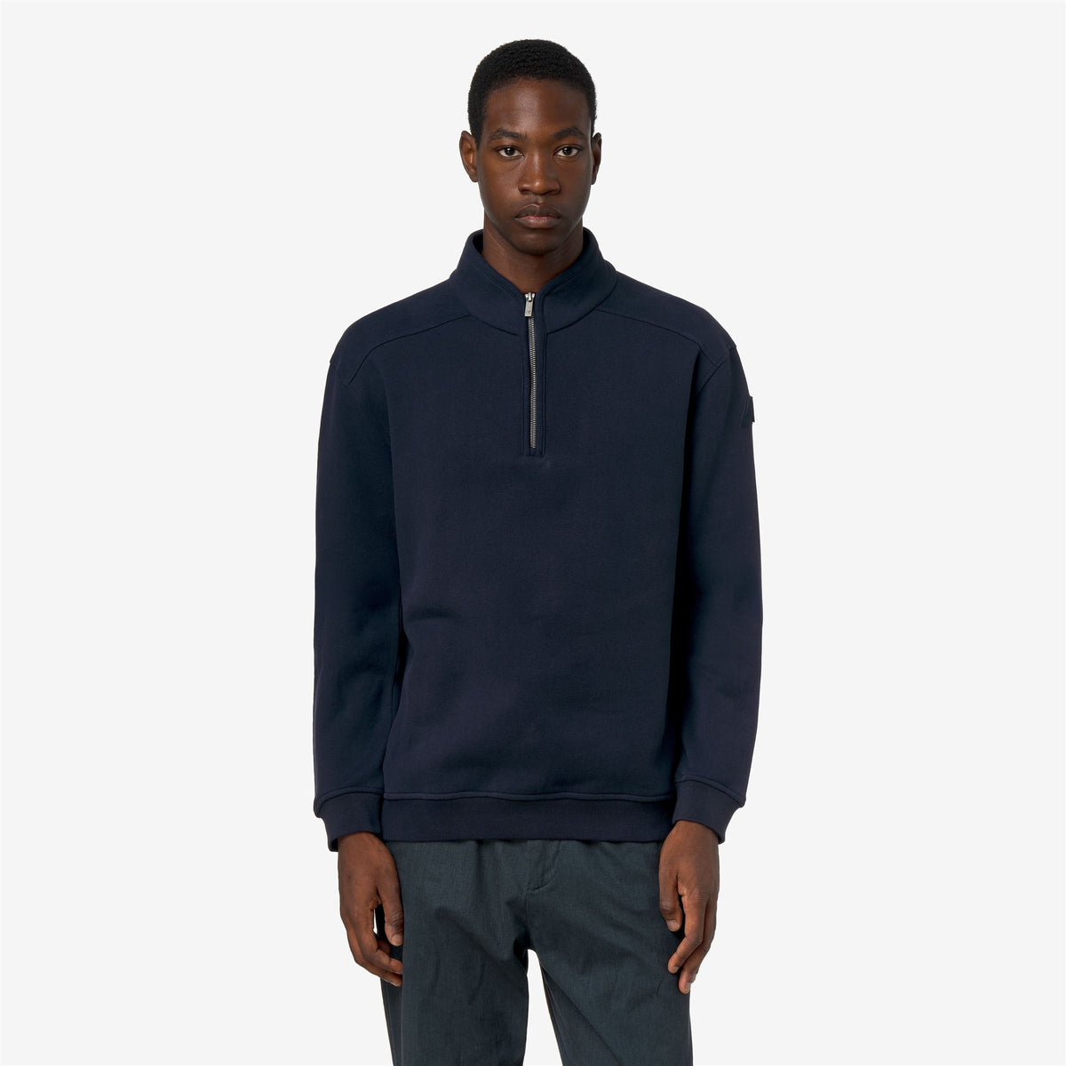 Fleece_Man_AUBIE COTTON CASHMERE_Jumper_Blue Depth - Commercial 4