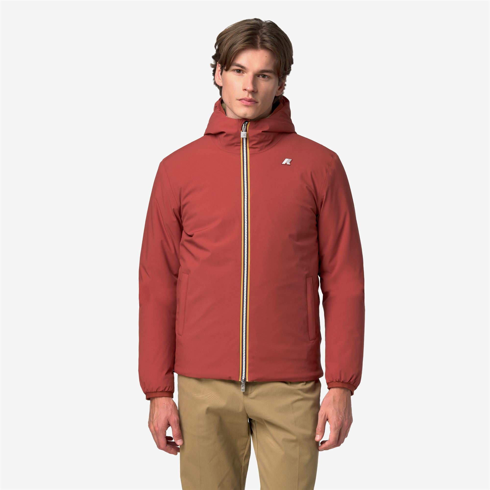 Jackets_Man_JACK ST WARM DOUBLE_Short_Red Dk Chili - Beige Khaki - Commercial 4