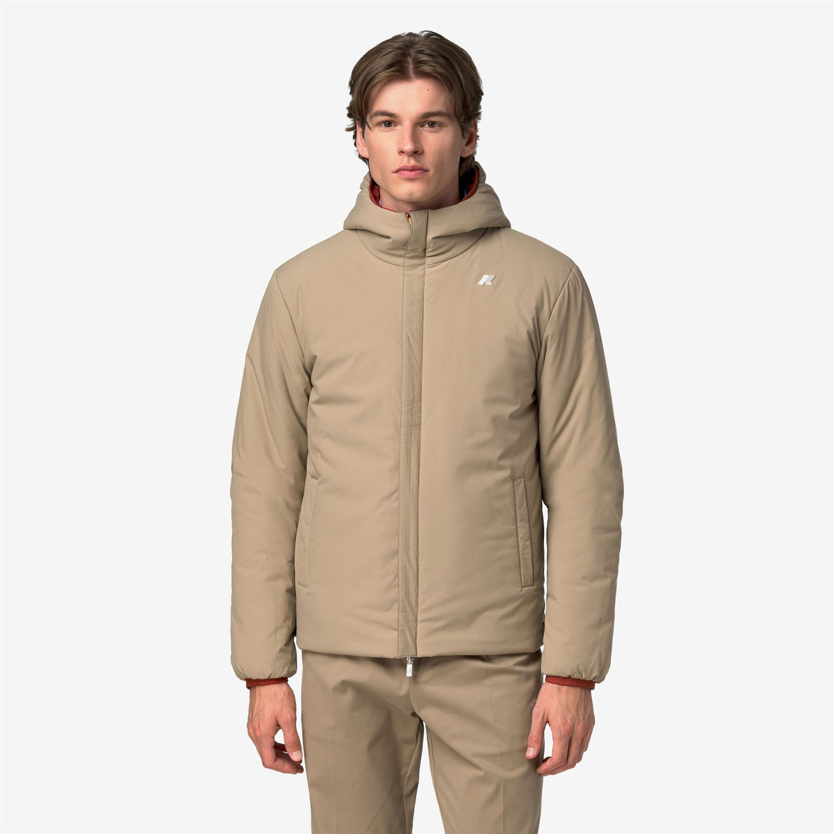 Jackets_Man_JACK ST WARM DOUBLE_Short_Red Dk Chili - Beige Khaki - Commercial 3