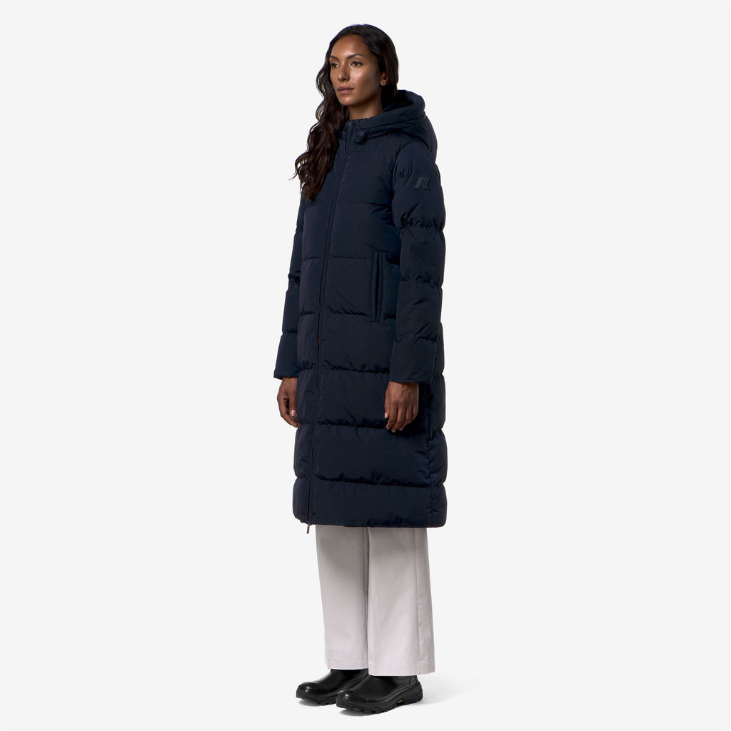 Jackets_Woman_DINA SHINY NYLON FUR_Long_Blue Depth - Commercial 5