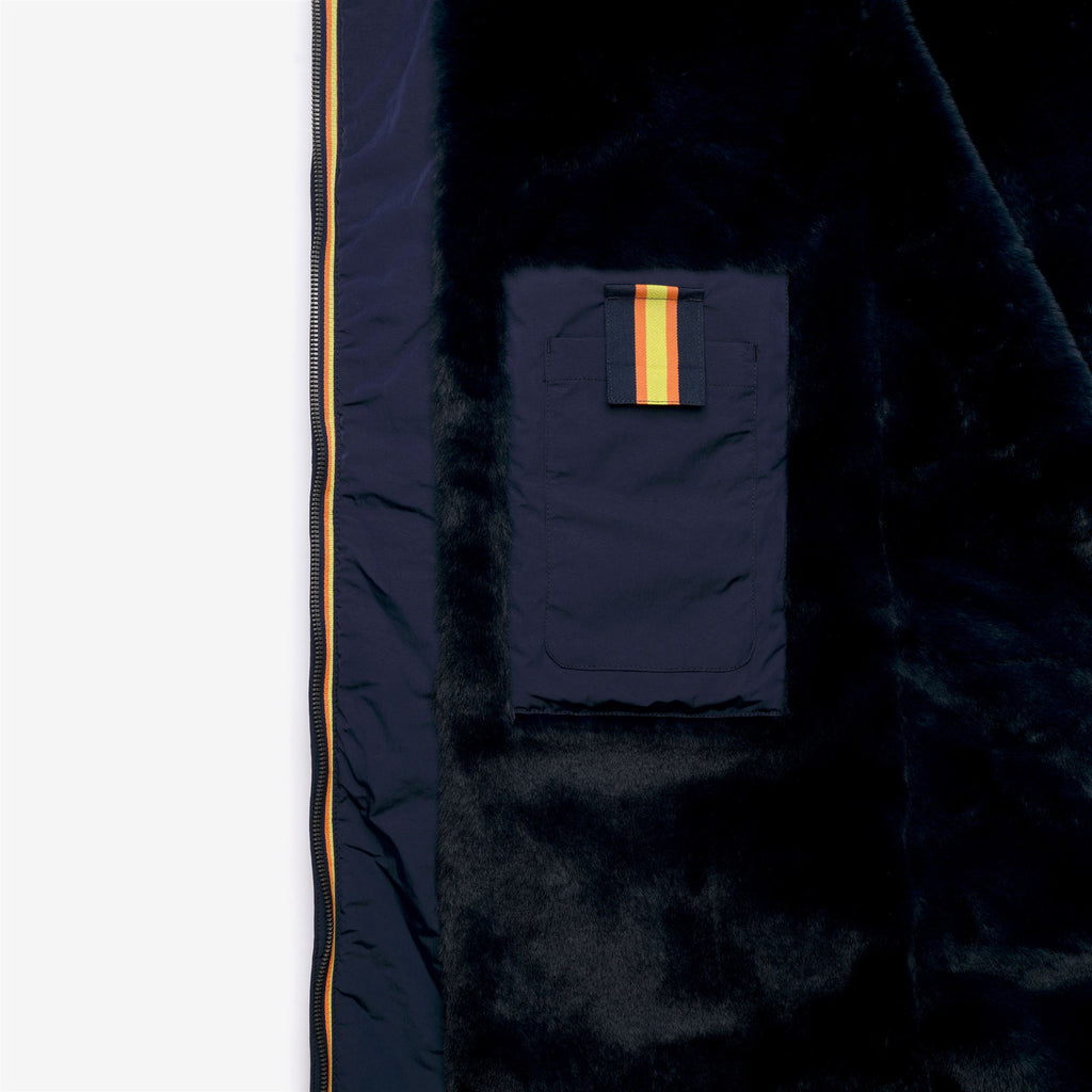 Jackets_Woman_DINA SHINY NYLON FUR_Long_Blue Depth - Commercial 2