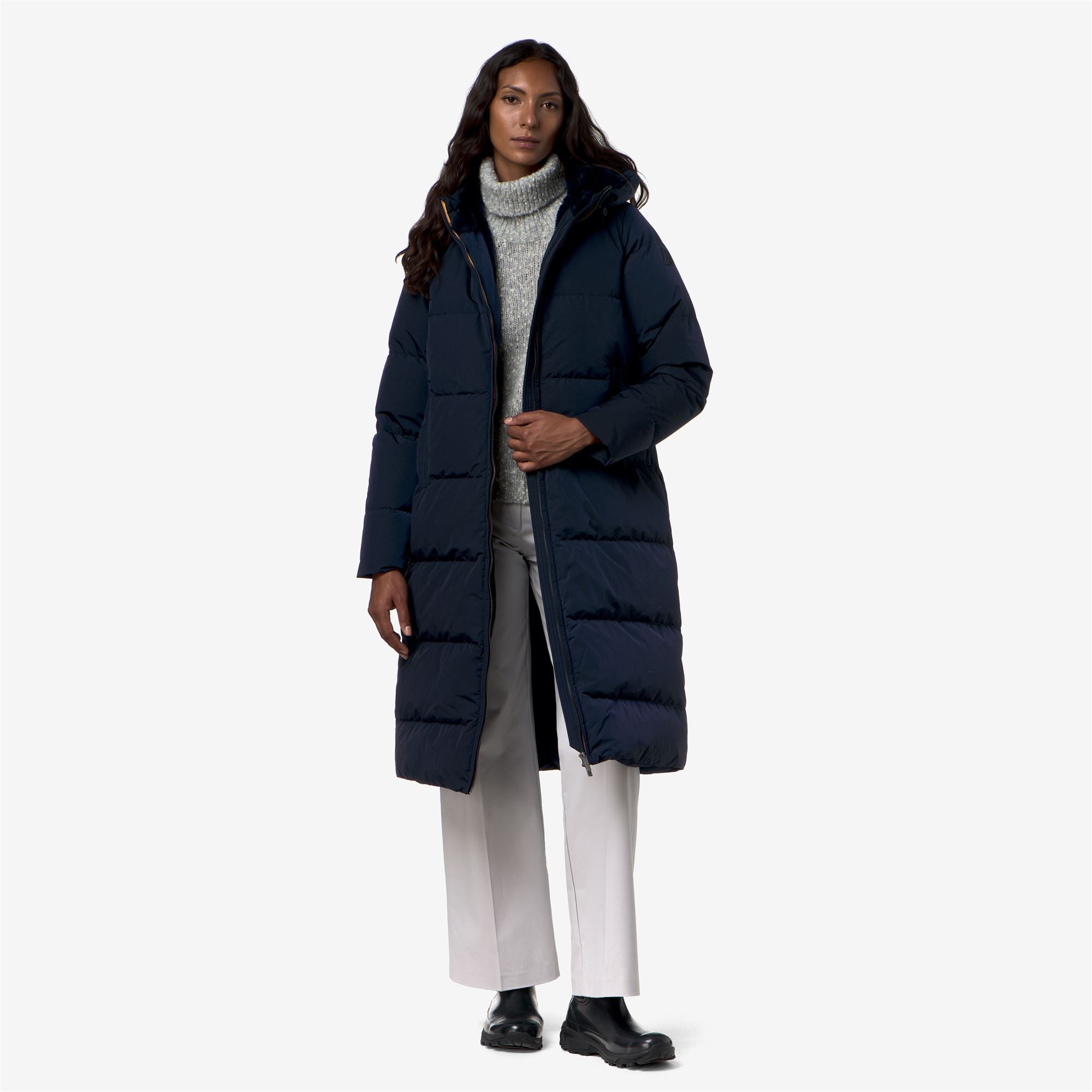 Jackets_Woman_DINA SHINY NYLON FUR_Long_Blue Depth - Commercial 7