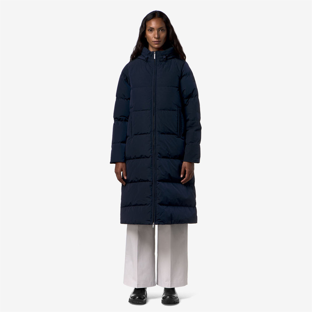 Jackets_Woman_DINA SHINY NYLON FUR_Long_Blue Depth - Commercial 4