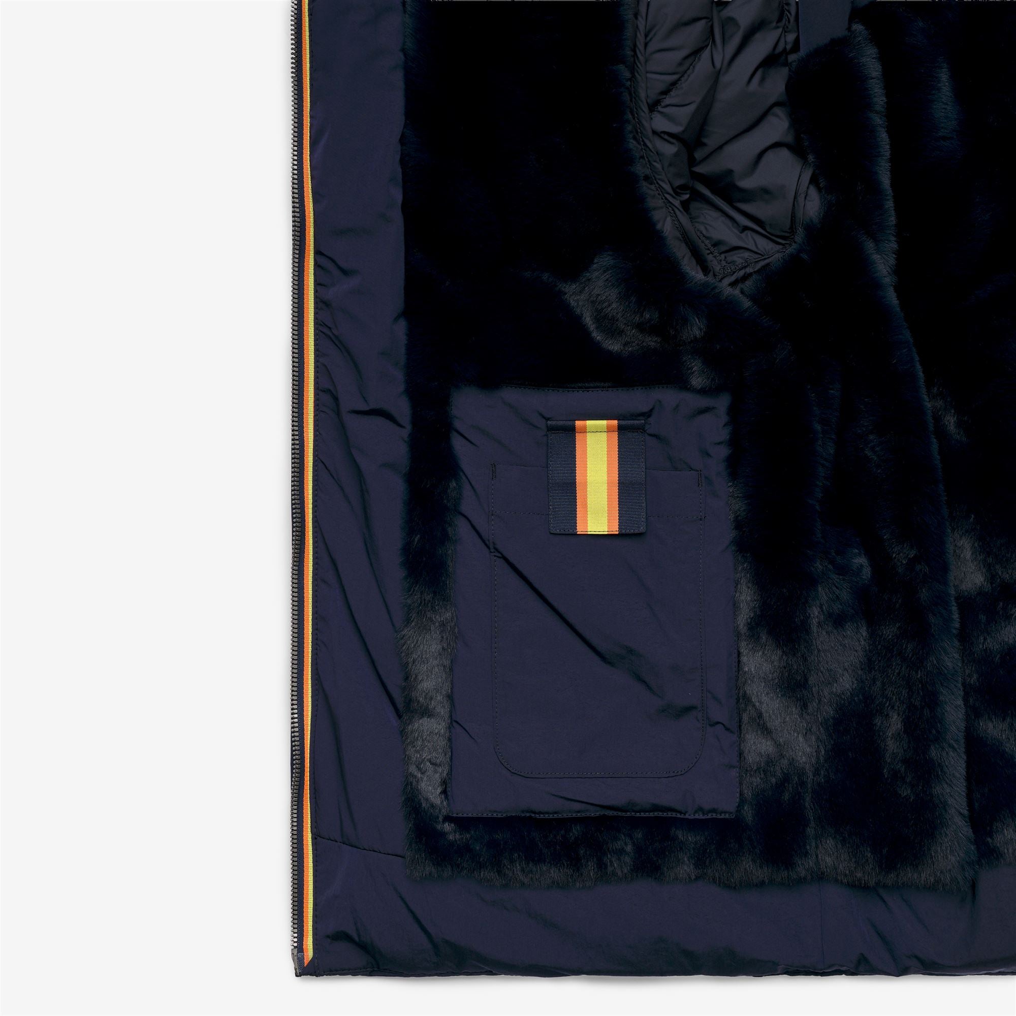 Jackets_Woman_DONNA SHINY NYLON FUR_Short_Blue Depth - Commercial 2