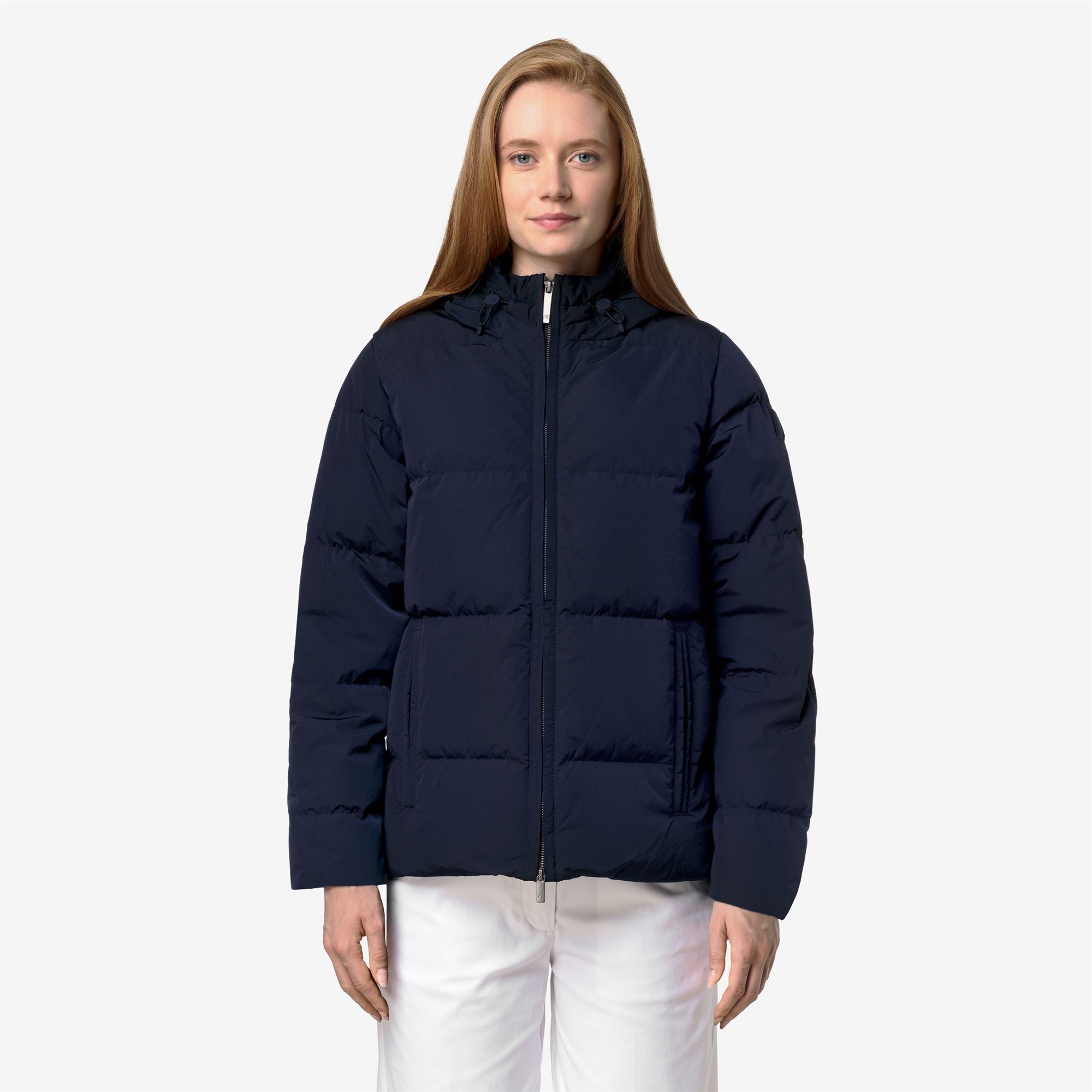 Jackets_Woman_DONNA SHINY NYLON FUR_Short_Blue Depth - Commercial 4