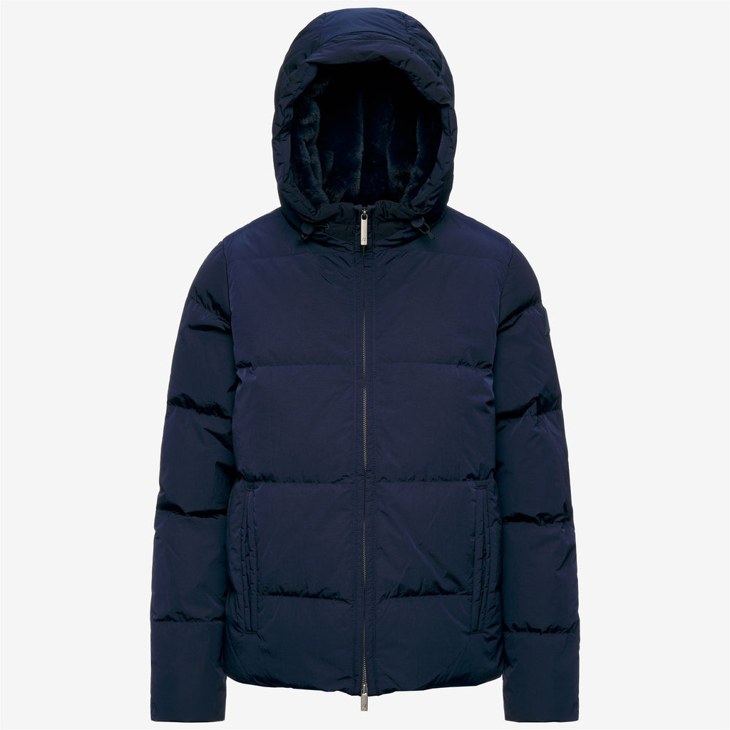 Jackets_Woman_DONNA SHINY NYLON FUR_Short_Blue Depth - Commercial 1