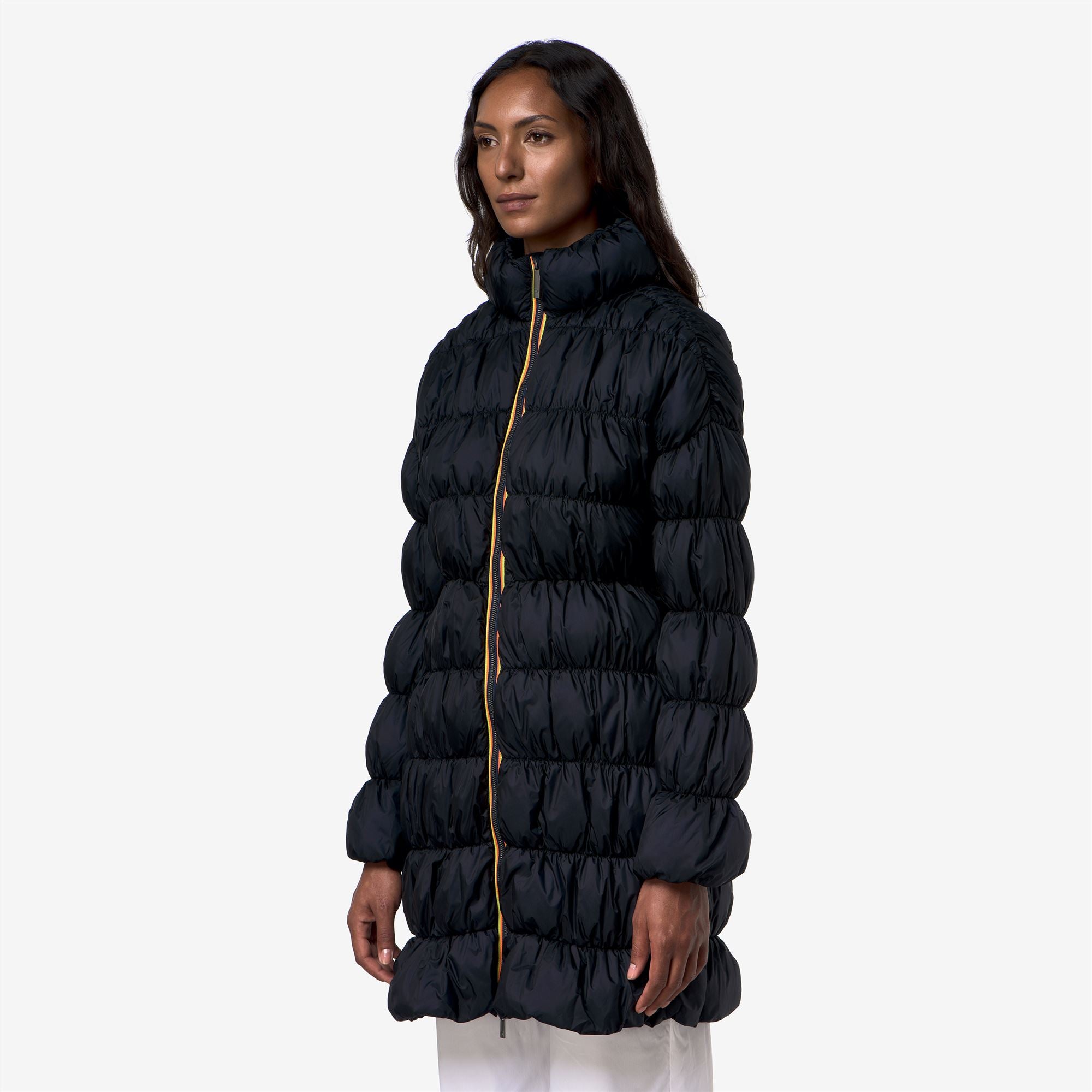 Jackets_Woman_JIN MAXI RUFFLES_Long_Blue Depth - Commercial 5