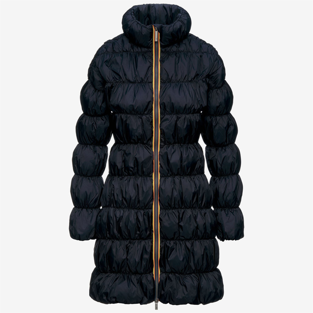 Jackets_Woman_JIN MAXI RUFFLES_Long_Blue Depth - Commercial 1