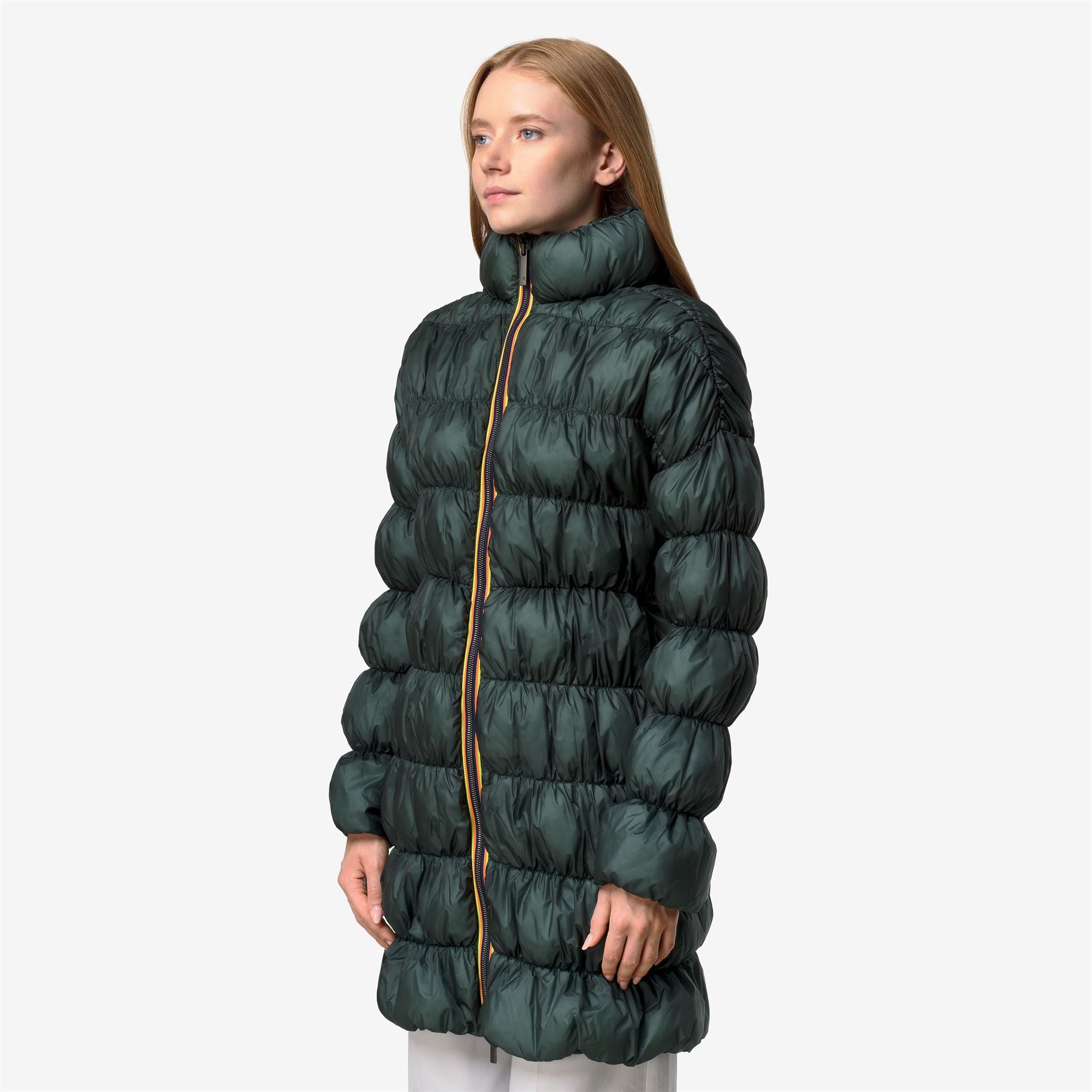 Jackets_Woman_JIN MAXI RUFFLES_Long_Green Balsam - Commercial 5