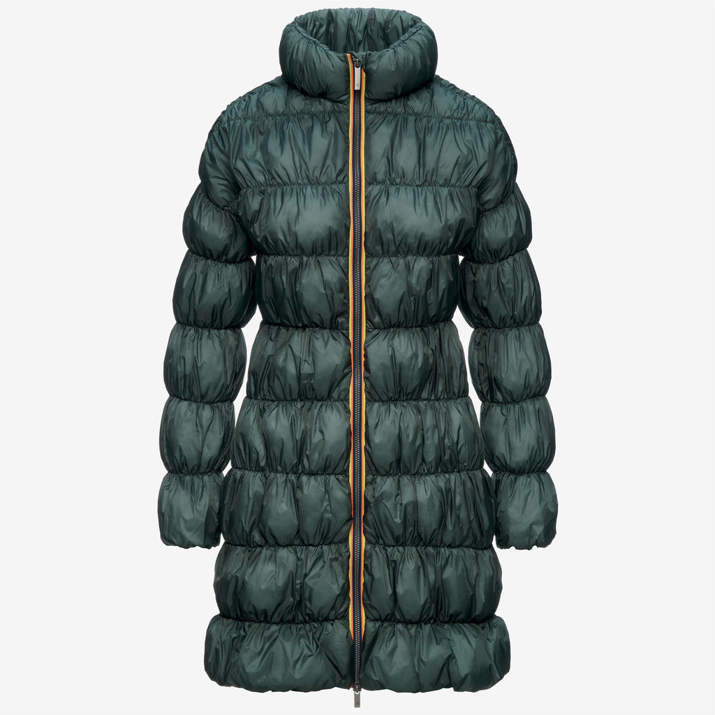Jackets_Woman_JIN MAXI RUFFLES_Long_Green Balsam - Commercial 1