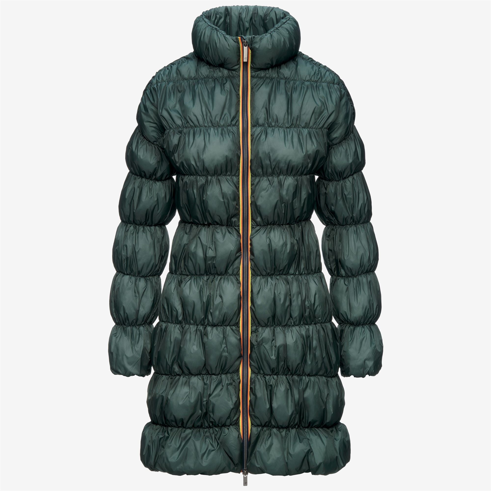 Jackets_Woman_JIN MAXI RUFFLES_Long_Green Balsam - Commercial 1