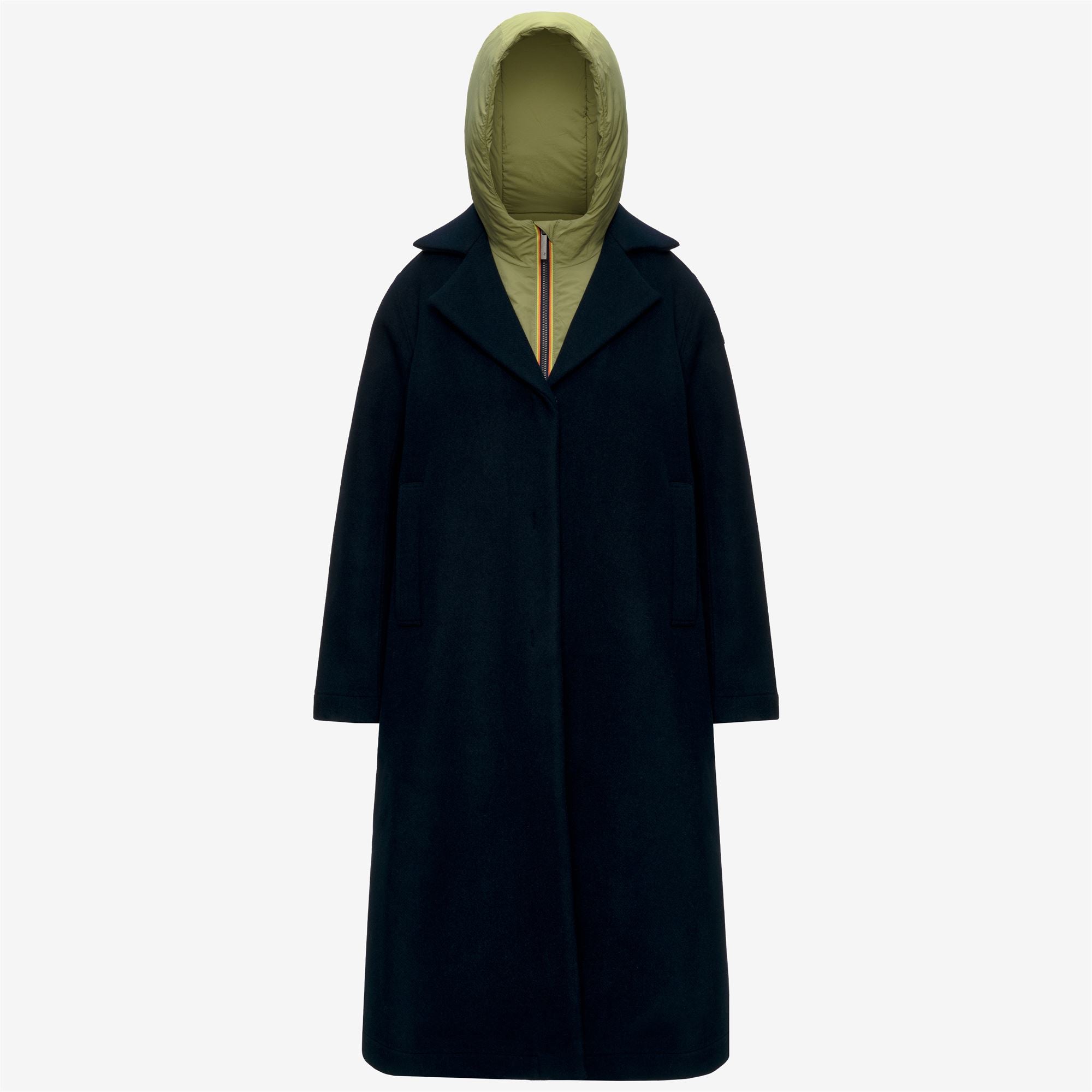 Jackets_Woman_LANA WOOL NYLON_Long_Blue Depth - Green Gold - Commercial 1