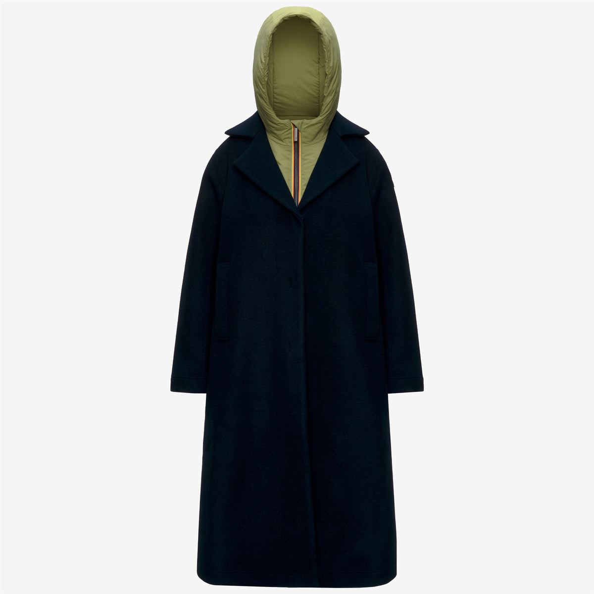 Jackets_Woman_LANA WOOL NYLON_Long_Blue Depth - Green Gold - Commercial 1