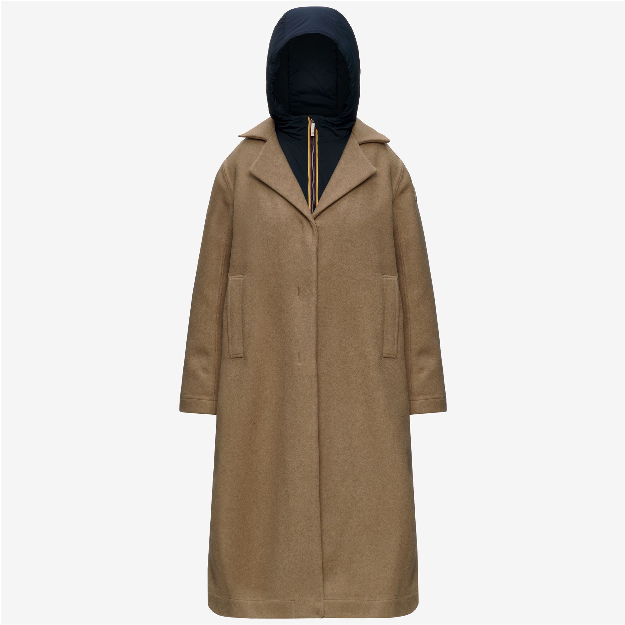 Jackets_Woman_LANA WOOL NYLON_Long_Beige Khaki - Blue Depth - Commercial 1