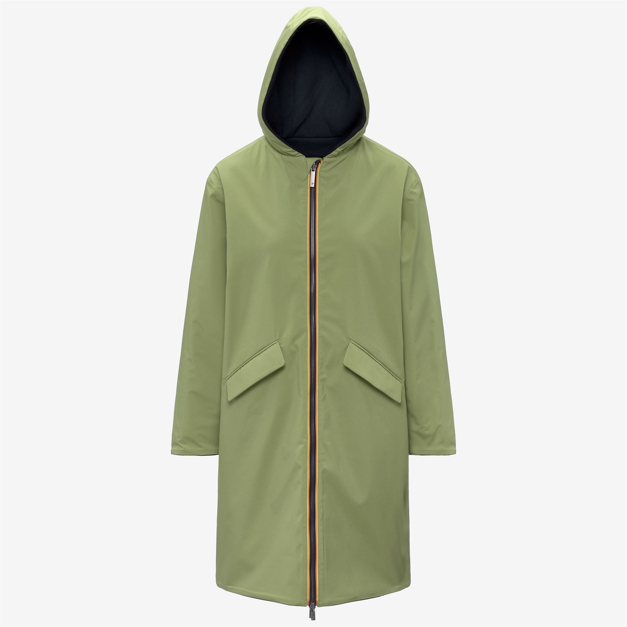 Jackets_Woman_SHALA WOOL BONDED DOUBLE_3/4 Length_Blue Depth - Green Gold - Commercial 2