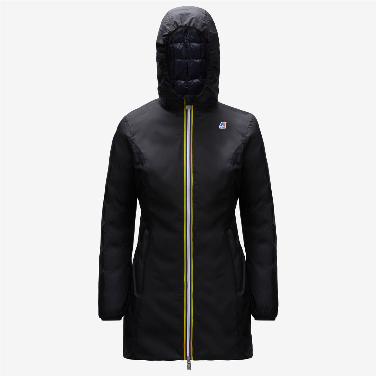Jackets_WOMAN_DENISE THERMO PLUS.2 DOUBLE_3/4 Length_Black Pure - Blue Depth - Commercial 1
