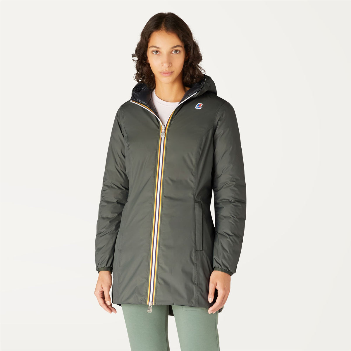 Jackets_WOMAN_DENISE THERMO PLUS.2 DOUBLE_3/4 Length_GREEN BLACKISH  - Black Pure - Commercial 4