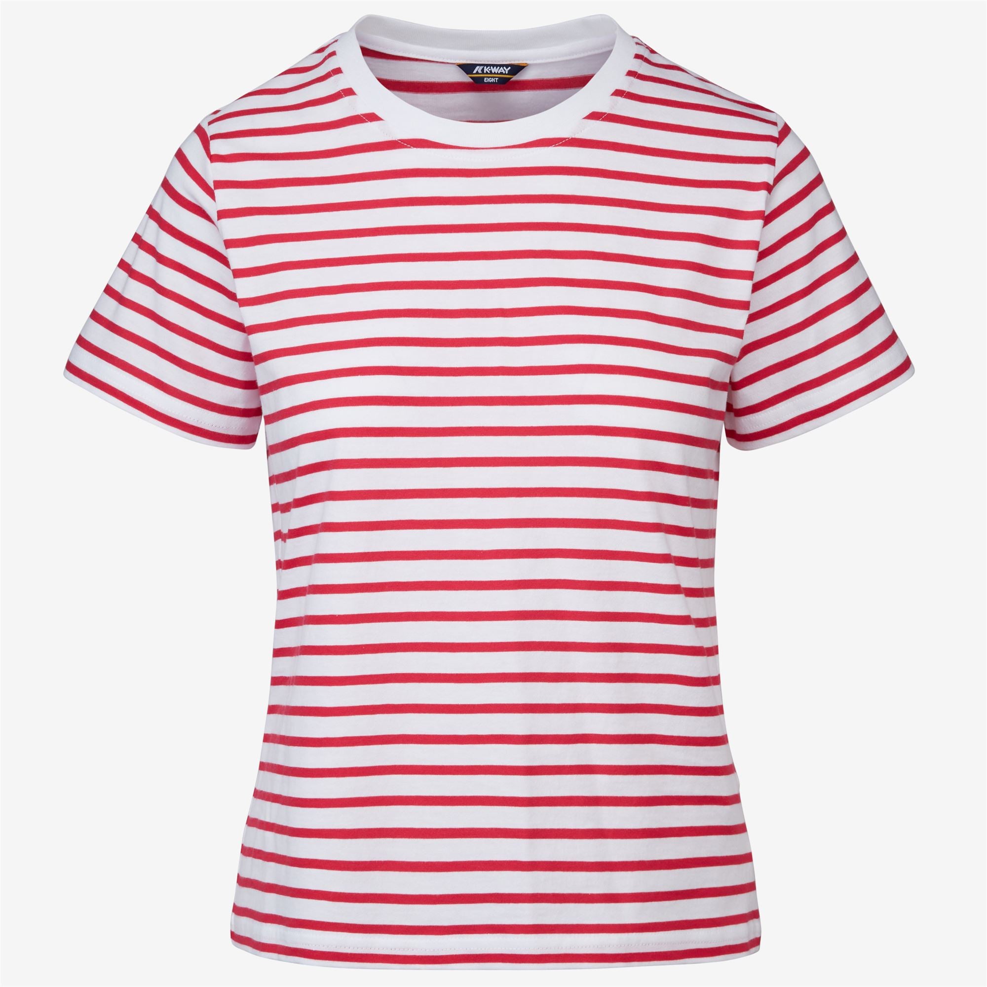 T-Shirts & Top_WOMAN_AMALIA STRIPES_T-Shirt_White - Red Berry - Commercial 1