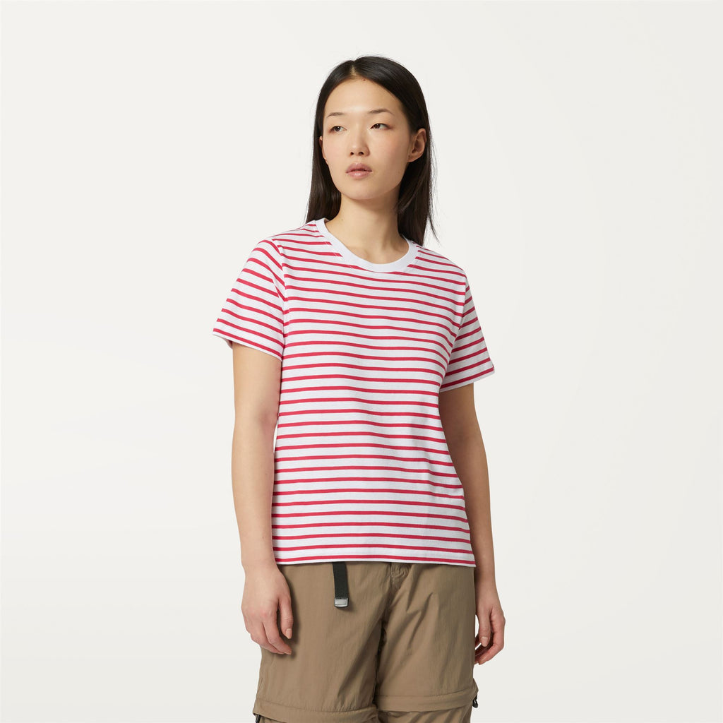 T-Shirts & Top_WOMAN_AMALIA STRIPES_T-Shirt_White - Red Berry - Commercial 4